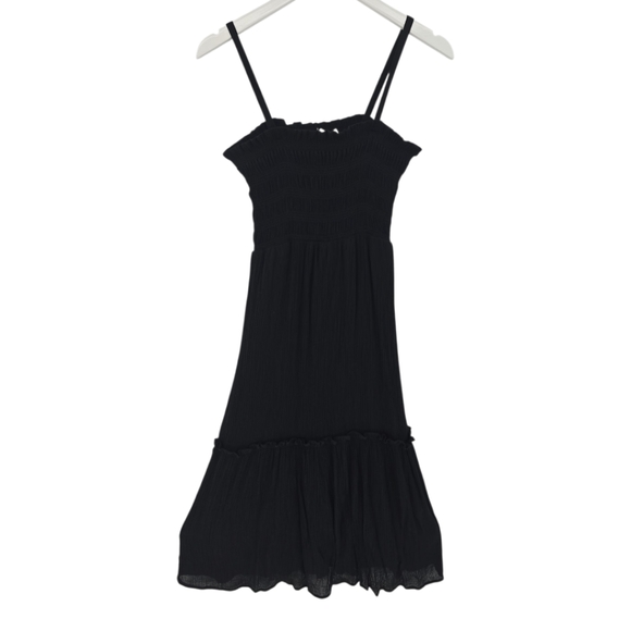 Lush Smocked Tiered Maxi-Midi Dress Size Small in Black with Black Lining - Picture 1 of 10